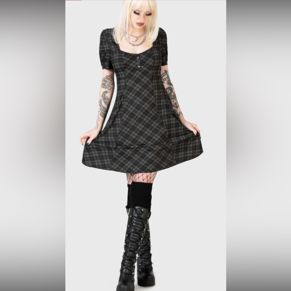 Killstar Green Plaid PERDITA Dress
